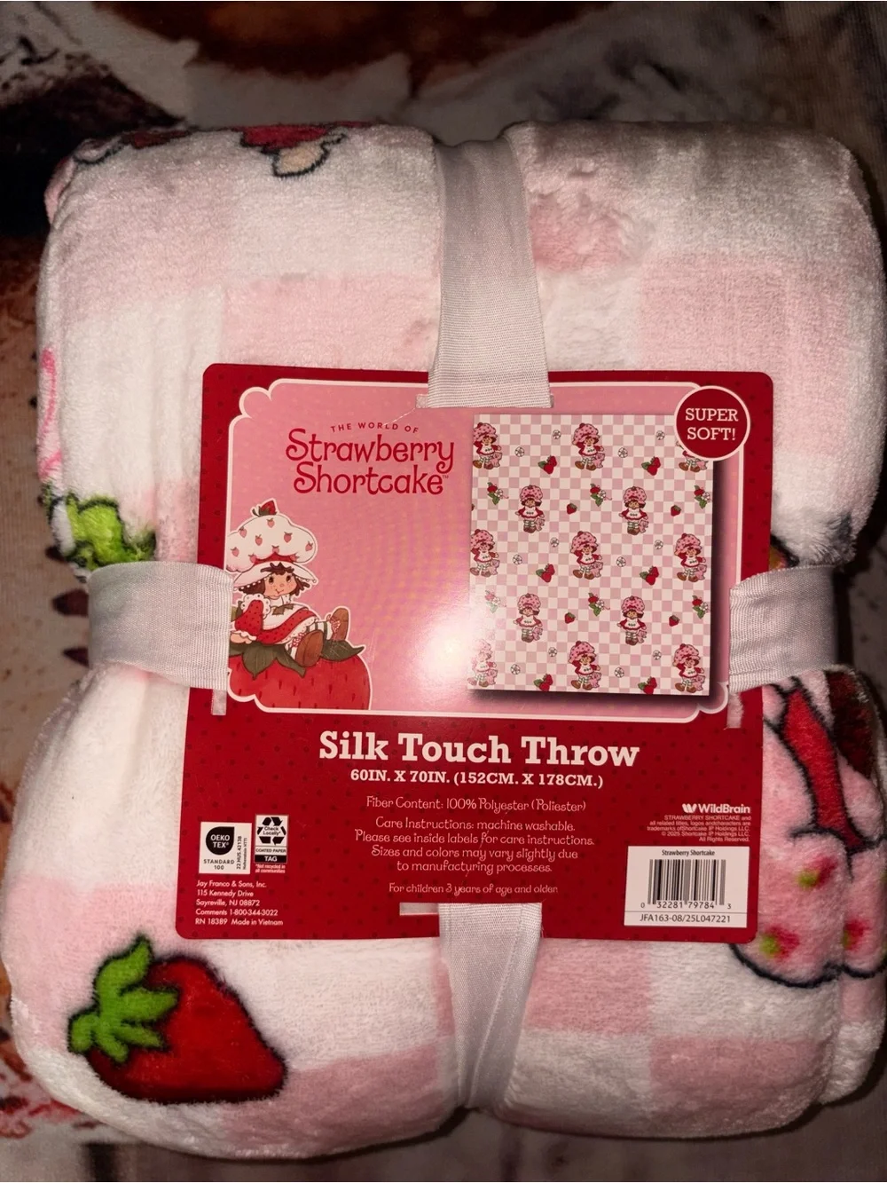 Strawberry Shortcake Pink Silk-Touch Throw Blanket